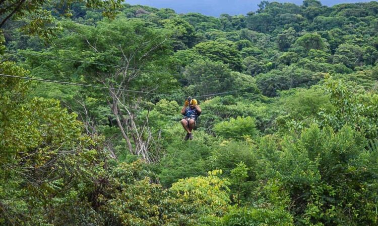 zip lining on Lake Bunyonyi